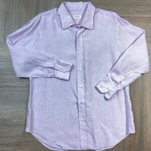 Salvatore Piccolo Napoli Linen Shirt Mens Large Lavender Long Sleeve‎ Button Up